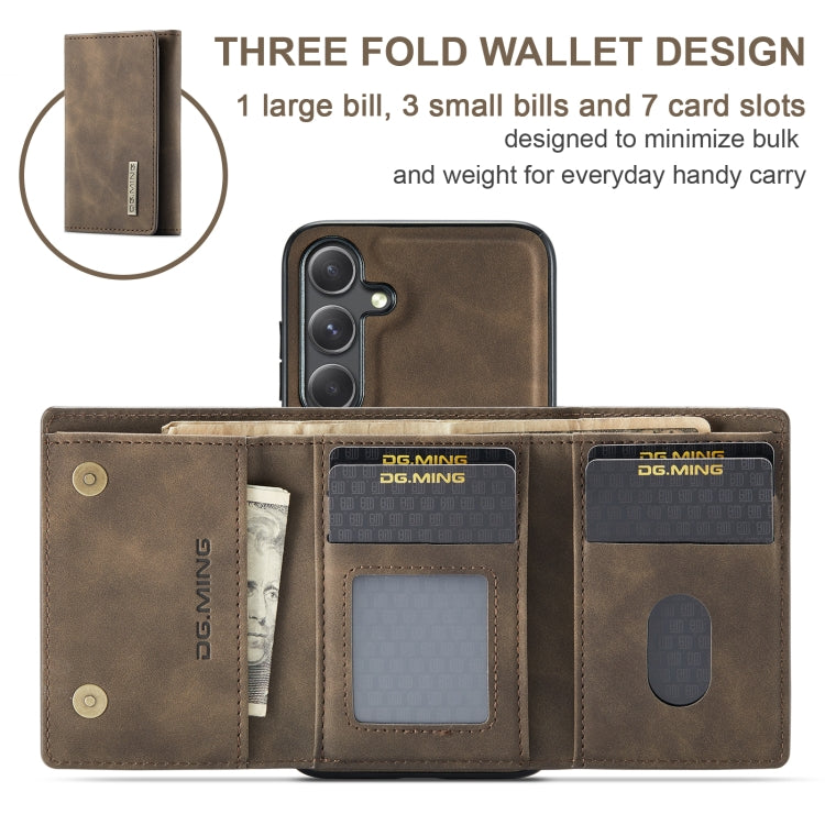 For Samsung Galaxy S24+ 5G DG.MING M1 Series 3-Fold Multi Card Wallet + Magnetic Phone Case(Coffee) - Galaxy S24+ 5G Cases by DG.MING | Online Shopping UK | buy2fix