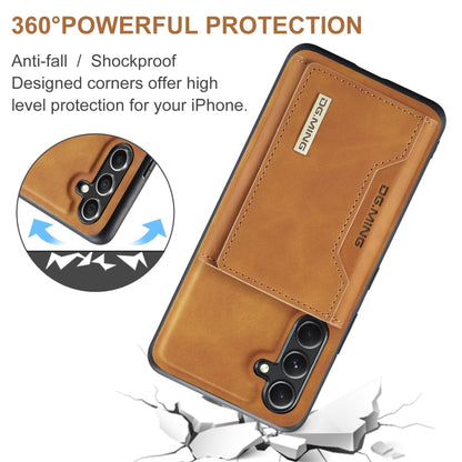 For Samsung Galaxy A35 5G DG.MING M2 Series 3-Fold Multi Card Bag + Magnetic Phone Case(Brown) - Galaxy Phone Cases by DG.MING | Online Shopping UK | buy2fix