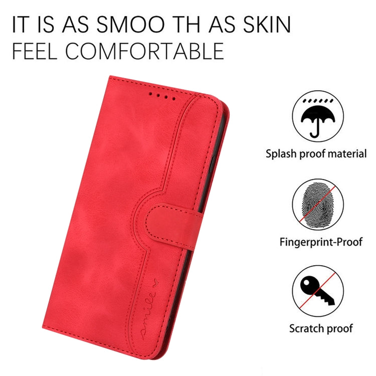 For OnePlus 12 Heart Pattern Skin Feel Leather Phone Case(Red) - OnePlus Cases by buy2fix | Online Shopping UK | buy2fix