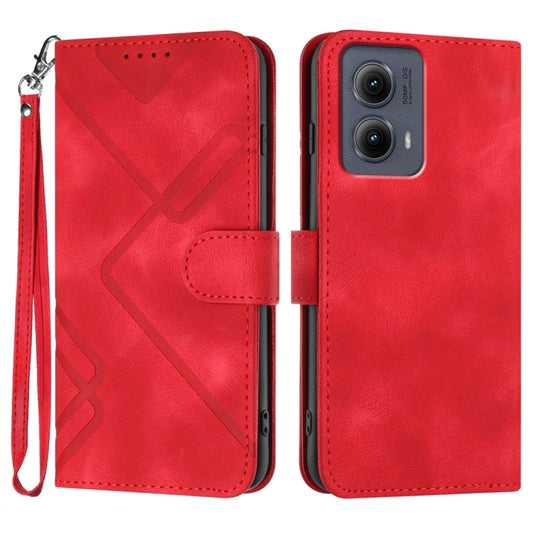 For Motorola Edge 5G 2024 Line Pattern Skin Feel Leather Phone Case(Red) - Motorola Cases by buy2fix | Online Shopping UK | buy2fix