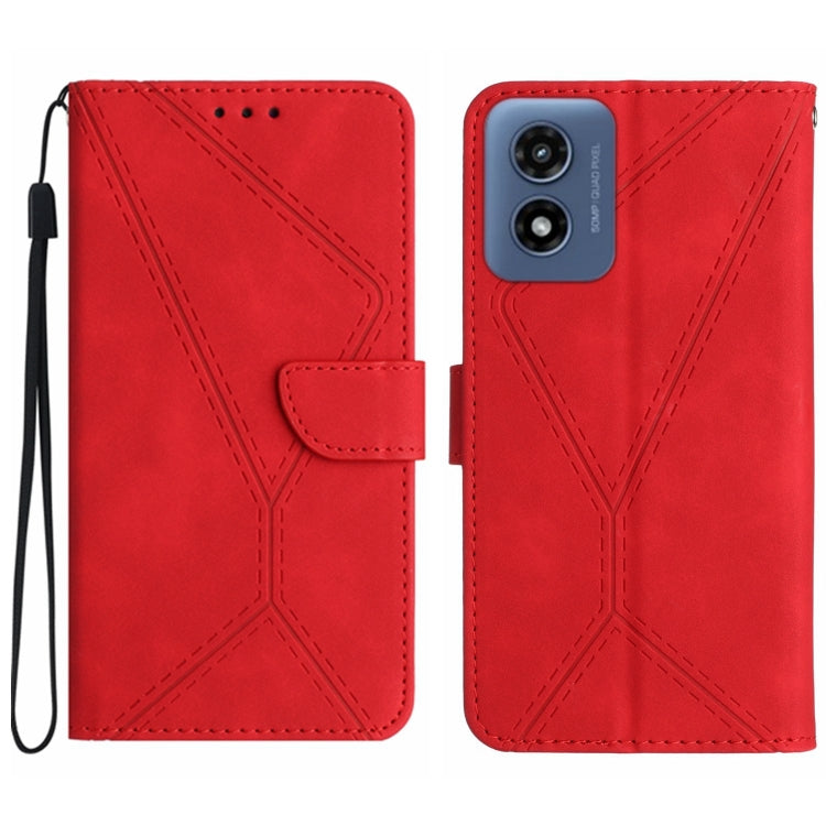 For Motorola Moto G Play 5G 2024 Stitching Embossed Leather Phone Case(Red) - Motorola Cases by buy2fix | Online Shopping UK | buy2fix