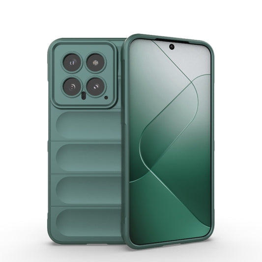 For Xiaomi 14 5G Magic Shield TPU + Flannel Phone Case(Dark Green) - 14 Cases by buy2fix | Online Shopping UK | buy2fix