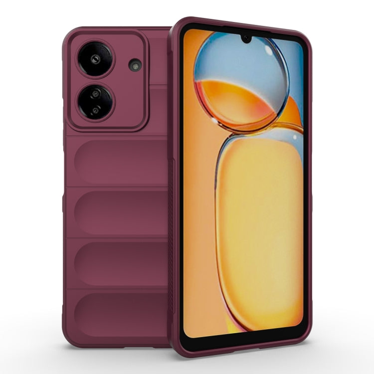 For Xiaomi Redmi 13C 4G Global Magic Shield TPU + Flannel Phone Case(Wine Red) - 13C Cases by buy2fix | Online Shopping UK | buy2fix