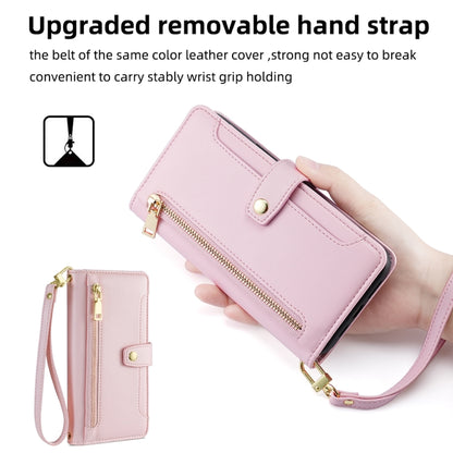 For Xiaomi 12 Pro Sheep Texture Cross-body Zipper Wallet Leather Phone Case(Pink) - Xiaomi Cases by buy2fix | Online Shopping UK | buy2fix