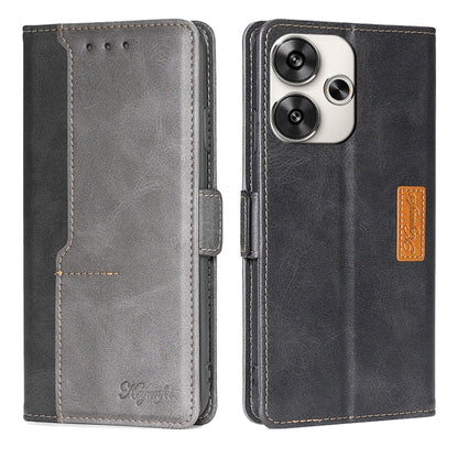 For Xiaomi Redmi Turbo 3 5G Contrast Color Side Buckle Leather Phone Case(Black + Grey) - 13 Ultra Cases by buy2fix | Online Shopping UK | buy2fix