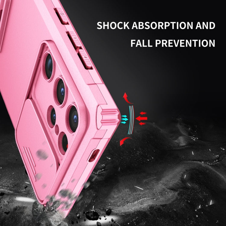 For Samsung Galaxy S24 Ultra 5G Stereoscopic Holder Sliding Camshield Phone Case(Pink) - Galaxy S24 Ultra 5G Cases by buy2fix | Online Shopping UK | buy2fix