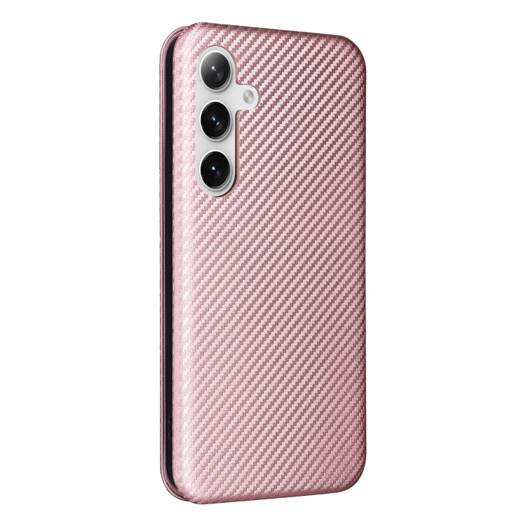 For Samsung Galaxy S24+ 5G Carbon Fiber Texture Flip Leather Phone Case(Pink) - Galaxy S24+ 5G Cases by buy2fix | Online Shopping UK | buy2fix