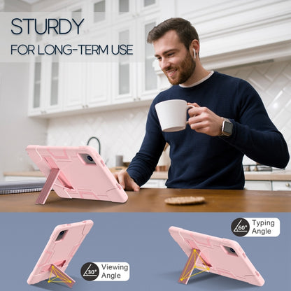 For Lenovo Tab M11/ Xiaoxin Pad 11 2024 Contrast Color Silicone Hybrid PC Tablet Case with Holder(Rose Gold) - Lenovo by buy2fix | Online Shopping UK | buy2fix