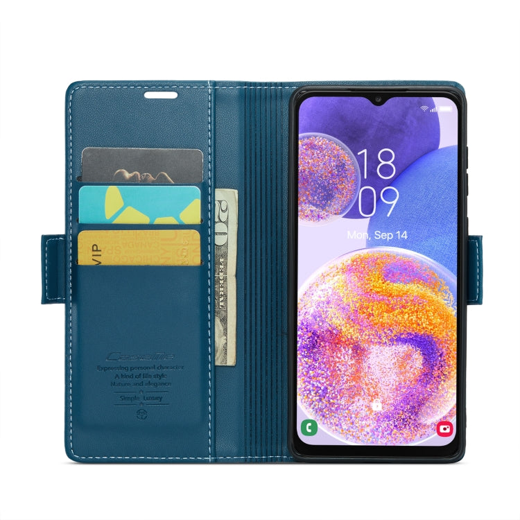 For Samsung Galaxy A23 CaseMe 023 Butterfly Buckle Litchi Texture RFID Anti-theft Leather Phone Case(Blue) - Galaxy Phone Cases by CaseMe | Online Shopping UK | buy2fix