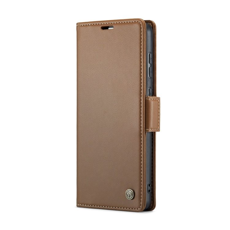 For Samsung Galaxy A73 5G CaseMe 023 Butterfly Buckle Litchi Texture RFID Anti-theft Leather Phone Case(Brown) - Galaxy Phone Cases by CaseMe | Online Shopping UK | buy2fix