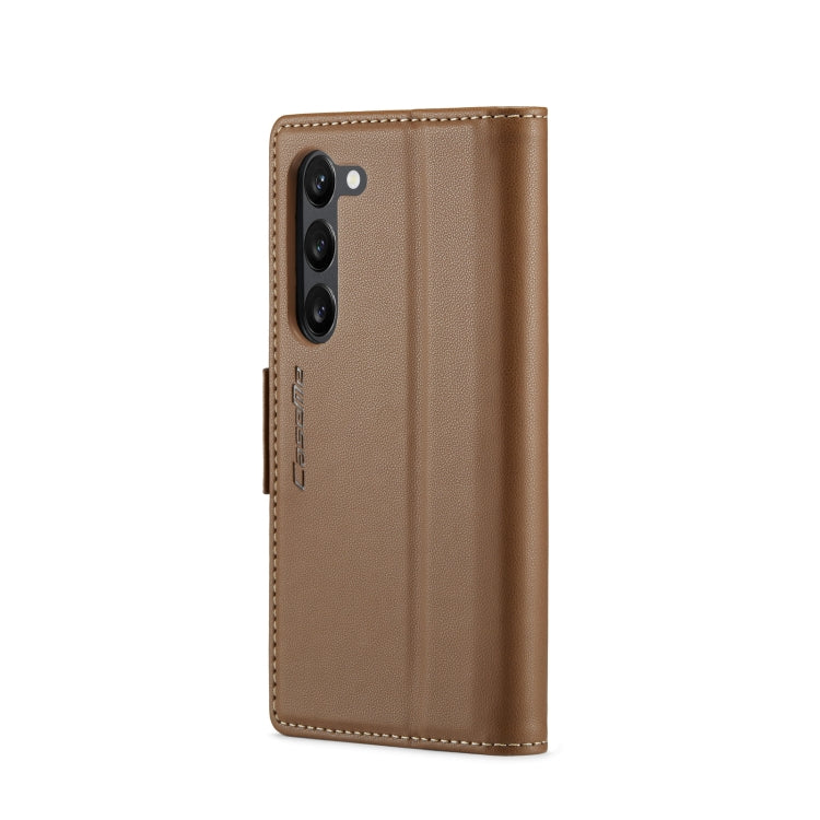 For Samsung Galaxy S23+ 5G CaseMe 023 Butterfly Buckle Litchi Texture RFID Anti-theft Leather Phone Case(Brown) - Galaxy Phone Cases by CaseMe | Online Shopping UK | buy2fix