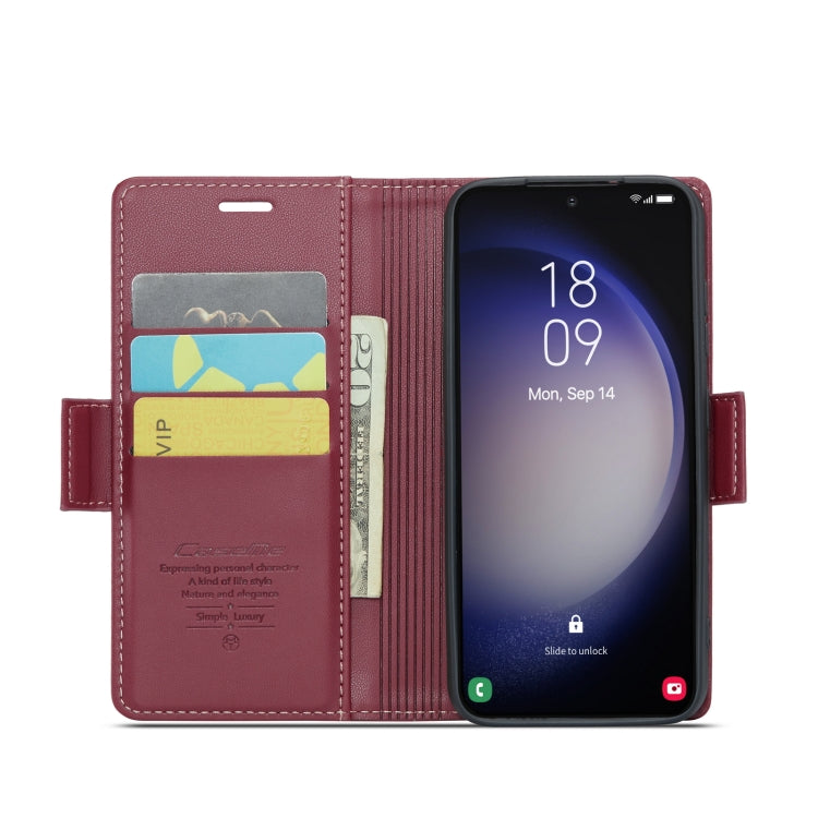 For Samsung Galaxy S23+ 5G CaseMe 023 Butterfly Buckle Litchi Texture RFID Anti-theft Leather Phone Case(Wine Red) - Galaxy Phone Cases by CaseMe | Online Shopping UK | buy2fix