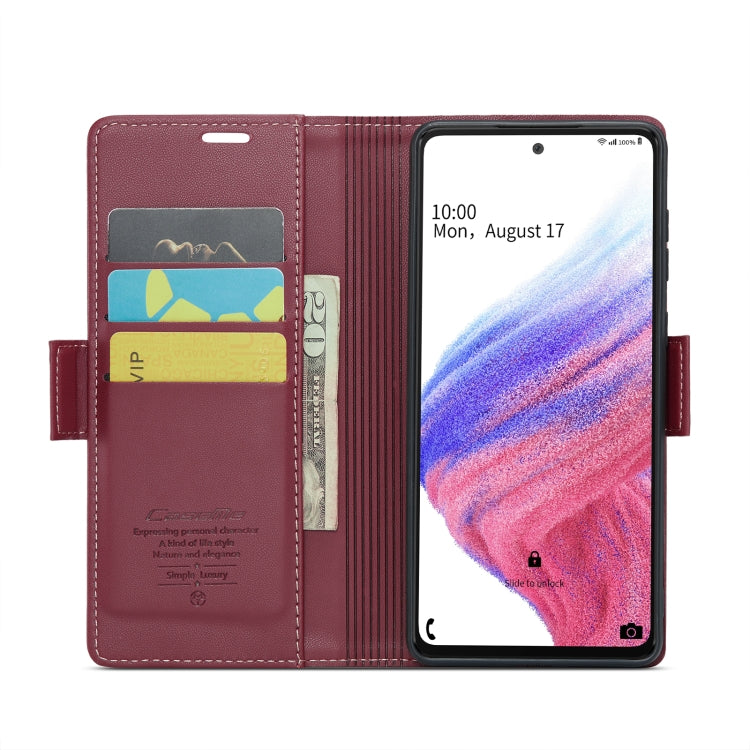 For Samsung Galaxy A53 CaseMe 023 Butterfly Buckle Litchi Texture RFID Anti-theft Leather Phone Case(Wine Red) - Galaxy Phone Cases by CaseMe | Online Shopping UK | buy2fix