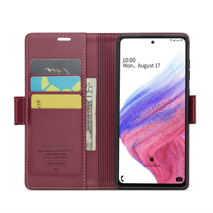 For Samsung Galaxy A53 CaseMe 023 Butterfly Buckle Litchi Texture RFID Anti-theft Leather Phone Case(Wine Red) - Galaxy Phone Cases by CaseMe | Online Shopping UK | buy2fix