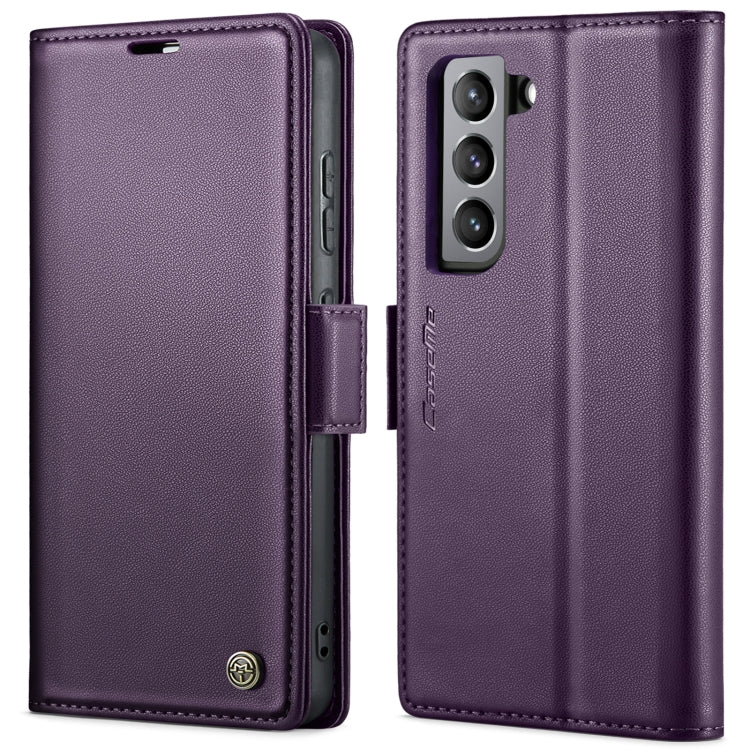 For Samsung Galaxy S21 FE 5G CaseMe 023 Butterfly Buckle Litchi Texture RFID Anti-theft Leather Phone Case(Pearly Purple) - Galaxy Phone Cases by CaseMe | Online Shopping UK | buy2fix