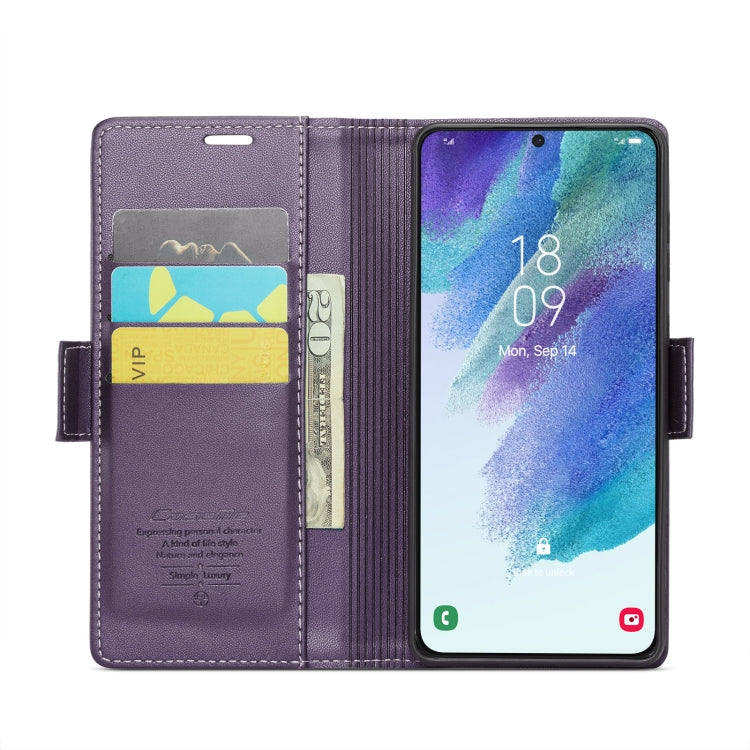 For Samsung Galaxy S21 FE 5G CaseMe 023 Butterfly Buckle Litchi Texture RFID Anti-theft Leather Phone Case(Pearly Purple) - Galaxy Phone Cases by CaseMe | Online Shopping UK | buy2fix