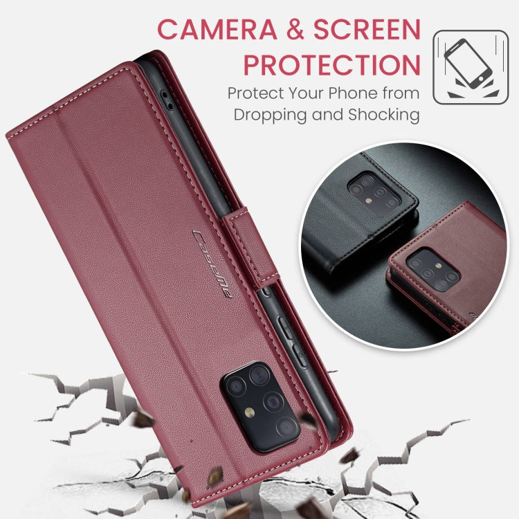 For Samsung Galaxy A51 4G/M40s CaseMe 023 Butterfly Buckle Litchi Texture RFID Anti-theft Leather Phone Case(Wine Red) - Galaxy Phone Cases by CaseMe | Online Shopping UK | buy2fix