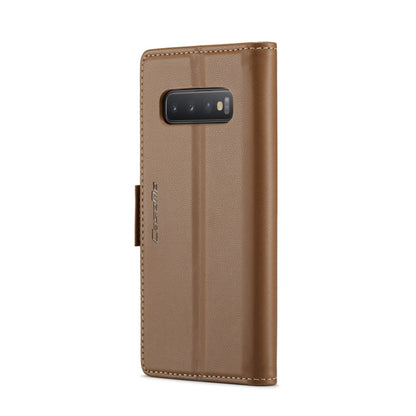 For Samsung Galaxy S10+ CaseMe 023 Butterfly Buckle Litchi Texture RFID Anti-theft Leather Phone Case(Brown) - Galaxy Phone Cases by CaseMe | Online Shopping UK | buy2fix