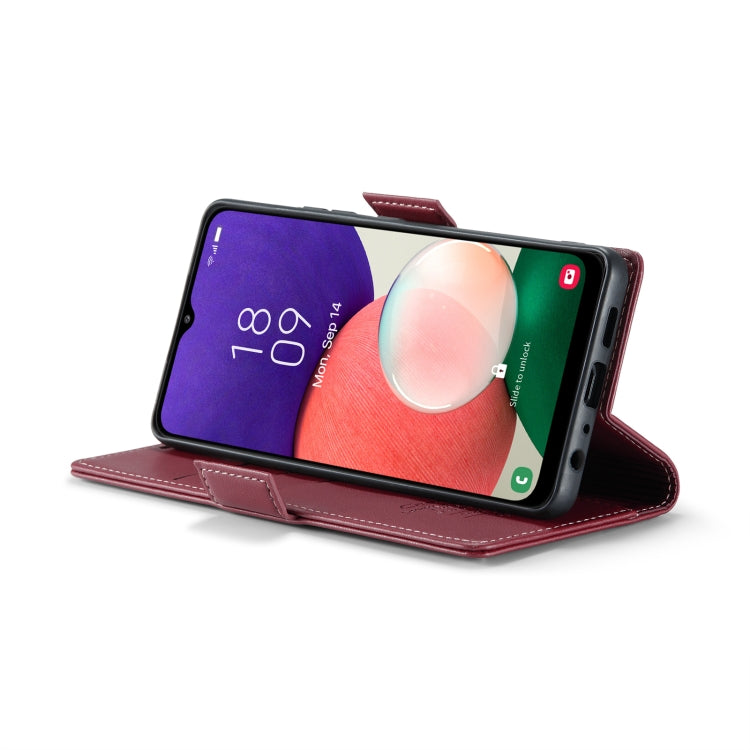 For Samsung Galaxy A22 5G CaseMe 023 Butterfly Buckle Litchi Texture RFID Anti-theft Leather Phone Case(Wine Red) - Galaxy Phone Cases by CaseMe | Online Shopping UK | buy2fix