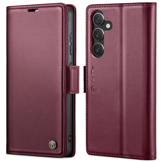 For Samsung Galaxy S24 CaseMe 023 Butterfly Buckle Litchi Texture RFID Anti-theft Leather Phone Case(Wine Red) - Galaxy S24 5G Cases by CaseMe | Online Shopping UK | buy2fix