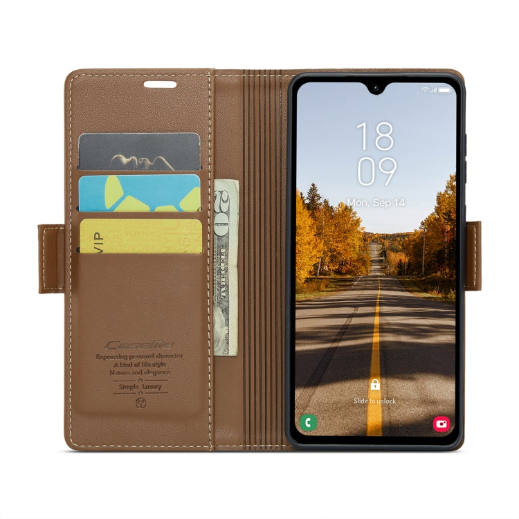 For Samsung Galaxy A05s CaseMe 023 Butterfly Buckle Litchi Texture RFID Anti-theft Leather Phone Case(Brown) - Galaxy Phone Cases by CaseMe | Online Shopping UK | buy2fix