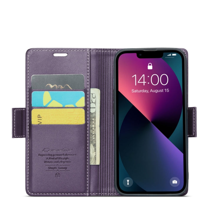 For iPhone 14 CaseMe 023 Butterfly Buckle Litchi Texture RFID Anti-theft Leather Phone Case(Pearly Purple) - iPhone 14 Cases by CaseMe | Online Shopping UK | buy2fix