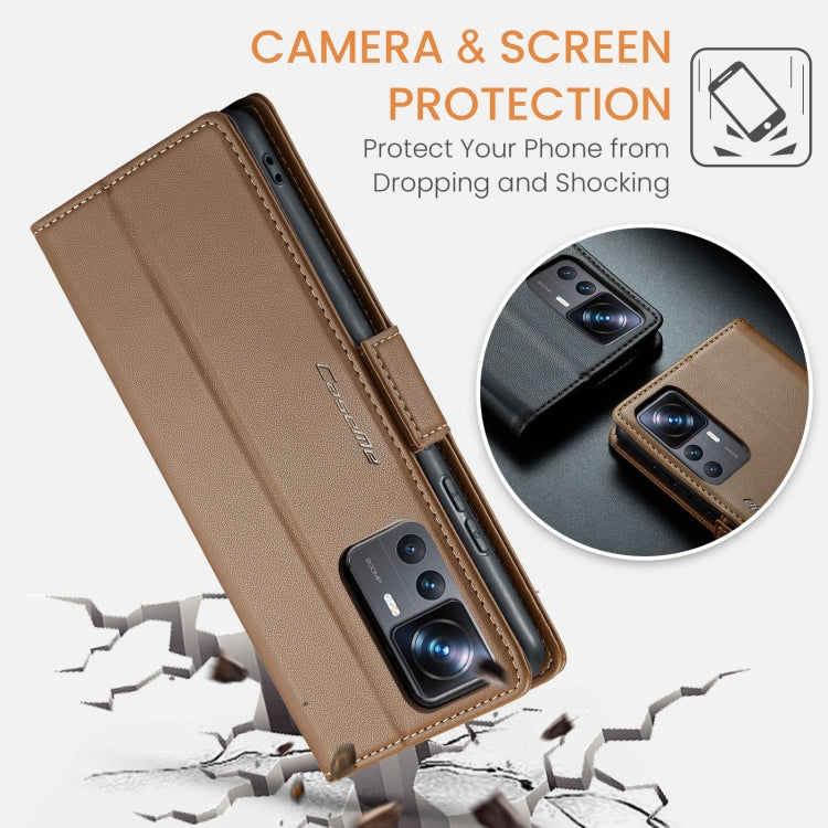 For Xiaomi 12T /12T Pro/Redmi K50 Ultra CaseMe 023 Butterfly Buckle Litchi Texture RFID Anti-theft Leather Phone Case(Brown) - Xiaomi Cases by CaseMe | Online Shopping UK | buy2fix