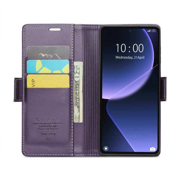 For Xiaomi 13T/13T Pro CaseMe 023 Butterfly Buckle Litchi Texture RFID Anti-theft Leather Phone Case(Pearly Purple) - Xiaomi Cases by CaseMe | Online Shopping UK | buy2fix