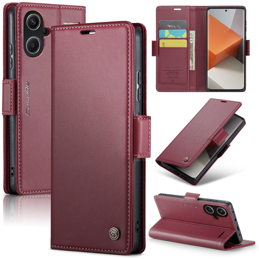 For Xiaomi Redmi Note 13 Pro+ 5G CaseMe 023 Butterfly Buckle Litchi Texture RFID Anti-theft Leather Phone Case(Wine Red) - Xiaomi Cases by CaseMe | Online Shopping UK | buy2fix