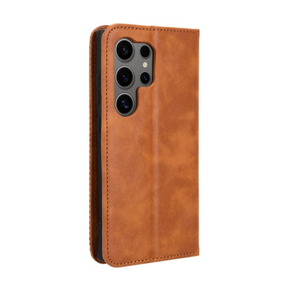 For Samsung Galaxy S24 Ultra 5G Magnetic Buckle Retro Texture Leather Phone Case(Brown) - Galaxy S24 Ultra 5G Cases by buy2fix | Online Shopping UK | buy2fix