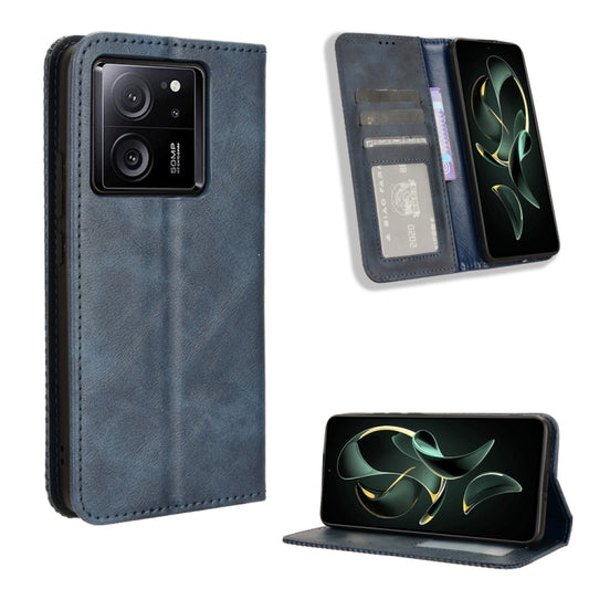 For Xiaomi Redmi K60 Ultra Magnetic Buckle Retro Texture Leather Phone Case(Blue) - Redmi K60 Ultra Cases by buy2fix | Online Shopping UK | buy2fix