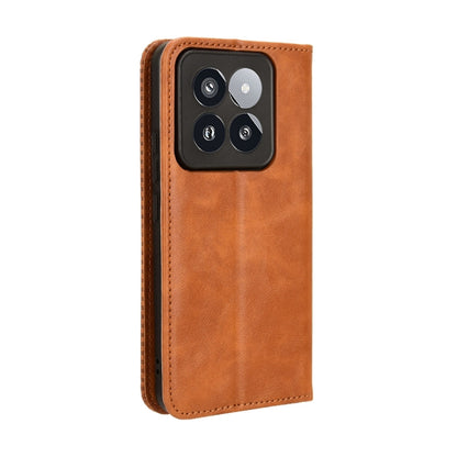 For Xiaomi 14 Pro Magnetic Buckle Retro Texture Leather Phone Case(Brown) - 14 Pro Cases by buy2fix | Online Shopping UK | buy2fix