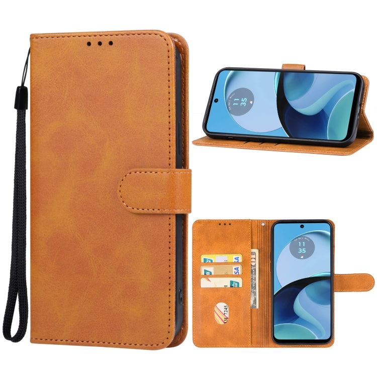 For Motorola Moto G54 Leather Phone Case(Brown) - Motorola Cases by buy2fix | Online Shopping UK | buy2fix