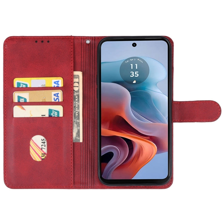 For Motorola Moto G34 Leather Phone Case(Red) - Motorola Cases by buy2fix | Online Shopping UK | buy2fix