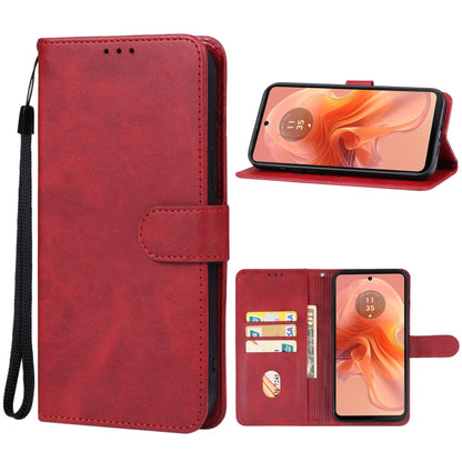 For Motorola Moto G04 Leather Phone Case(Red) - Motorola Cases by buy2fix | Online Shopping UK | buy2fix