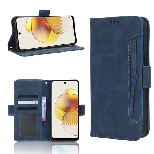 For Motorola Moto G 5G 2023 Skin Feel Calf Texture Card Slots Leather Phone Case(Blue) - Motorola Cases by buy2fix | Online Shopping UK | buy2fix