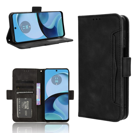 For Motorola Moto G14 4G Skin Feel Calf Texture Card Slots Leather Phone Case(Black) - Motorola Cases by buy2fix | Online Shopping UK | buy2fix