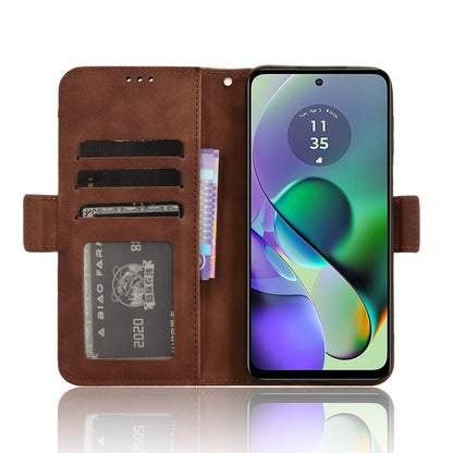 For Motorola Moto G54 5G Skin Feel Calf Texture Card Slots Leather Phone Case(Brown) - Motorola Cases by buy2fix | Online Shopping UK | buy2fix