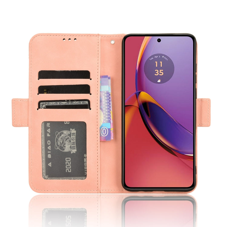 For Motorola Moto G84 5G Skin Feel Calf Texture Card Slots Leather Phone Case(Pink) - Motorola Cases by buy2fix | Online Shopping UK | buy2fix