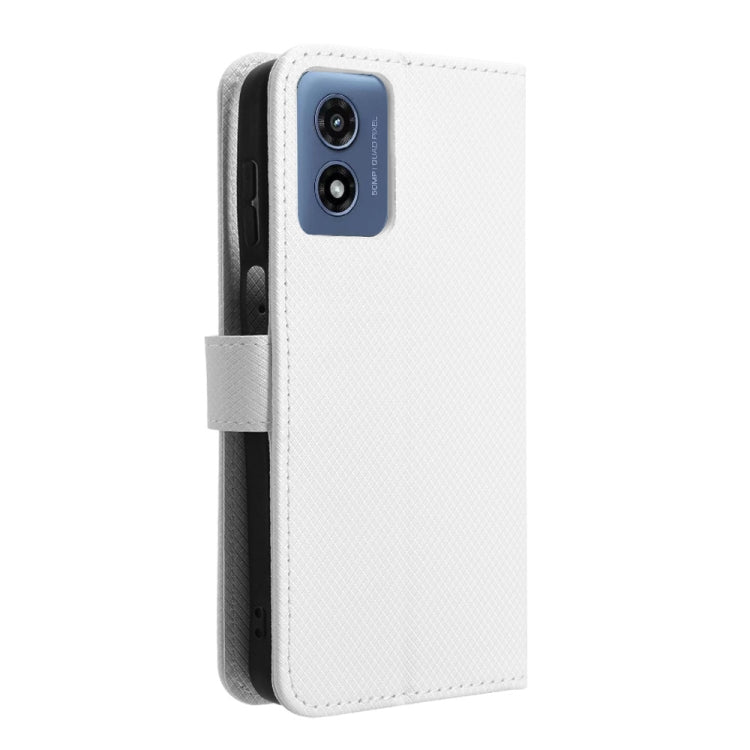 For Motorola Moto G Play 4G 2024 Diamond Texture Leather Phone Case(White) - Motorola Cases by buy2fix | Online Shopping UK | buy2fix