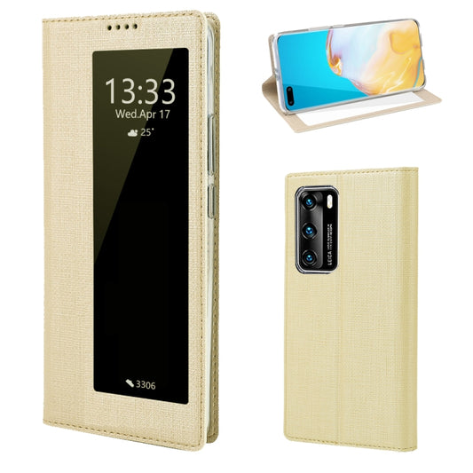 For Huawei P40 ViLi DMX-54 Shockproof TPU + PU Leather View Window Magnetic Attraction Horizontal Flip Protective Case with Card Slots & Holder & Sleep / Wake-up(Champagne Gold) - Huawei Cases by ViLi | Online Shopping UK | buy2fix