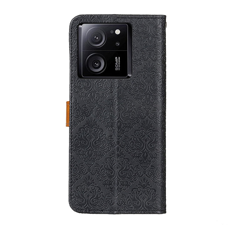 For Xiaomi 13T 5G / Redmi K60 Ultra 5G European Floral Embossed Leather Phone Case(Black) - Redmi K60 Ultra Cases by buy2fix | Online Shopping UK | buy2fix