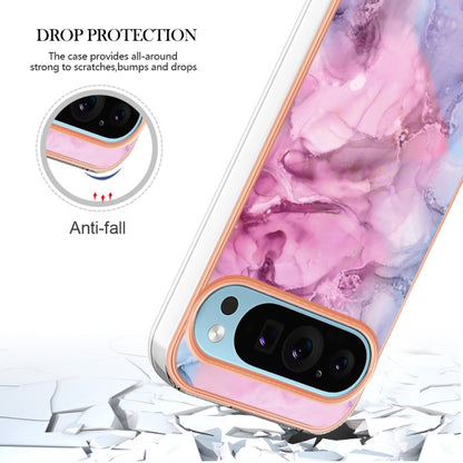 For Google Pixel 9 / 9 Pro Electroplating Marble Dual-side IMD Phone Case(Pink 013) - Google Cases by buy2fix | Online Shopping UK | buy2fix