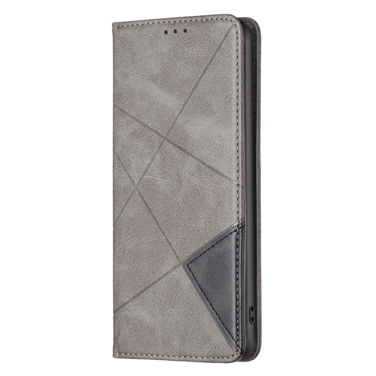 For Xiaomi Redmi 12 4G Rhombus Texture Magnetic Leather Phone Case(Grey) - Xiaomi Cases by buy2fix | Online Shopping UK | buy2fix