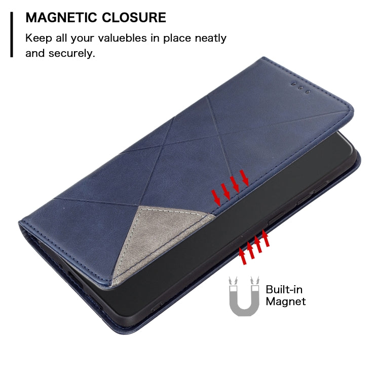 For Xiaomi Redmi 13C Rhombus Texture Magnetic Leather Phone Case(Blue) - 13C Cases by buy2fix | Online Shopping UK | buy2fix