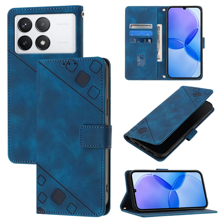 For Xiaomi Redmi K70 / K70 Pro Skin Feel Embossed Leather Phone Case(Blue) - K70 Cases by buy2fix | Online Shopping UK | buy2fix