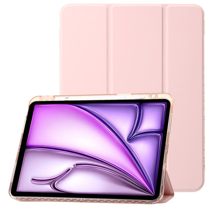 For iPad Air 13 2025 / 2024 Clear Acrylic 3-Fold Leather Tablet Case(Pink) - iPad Air 13 2025 / 2024 Cases by buy2fix | Online Shopping UK | buy2fix