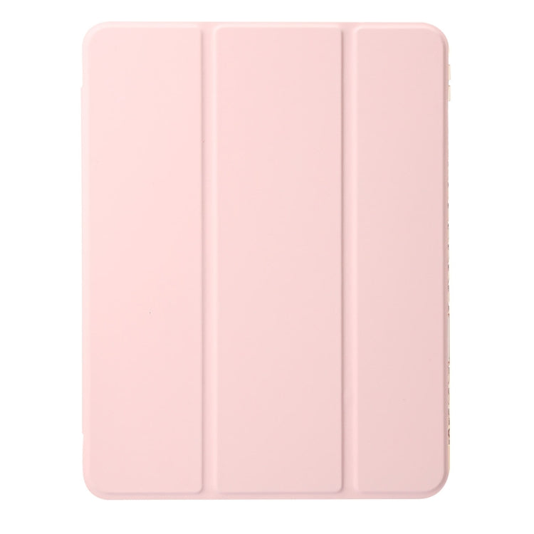 For iPad Air 13 2025 / 2024 Clear Acrylic 3-Fold Leather Tablet Case(Pink) - iPad Air 13 2025 / 2024 Cases by buy2fix | Online Shopping UK | buy2fix