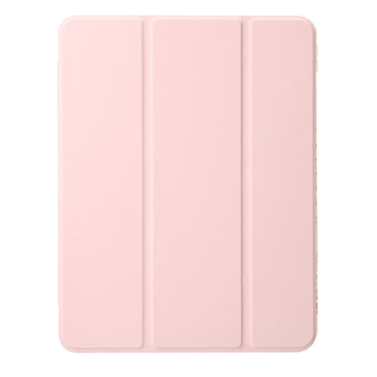 For iPad Air 13 2024 Clear Acrylic 3-Fold Leather Tablet Case(Pink) - iPad Air 13 2024 Cases by buy2fix | Online Shopping UK | buy2fix