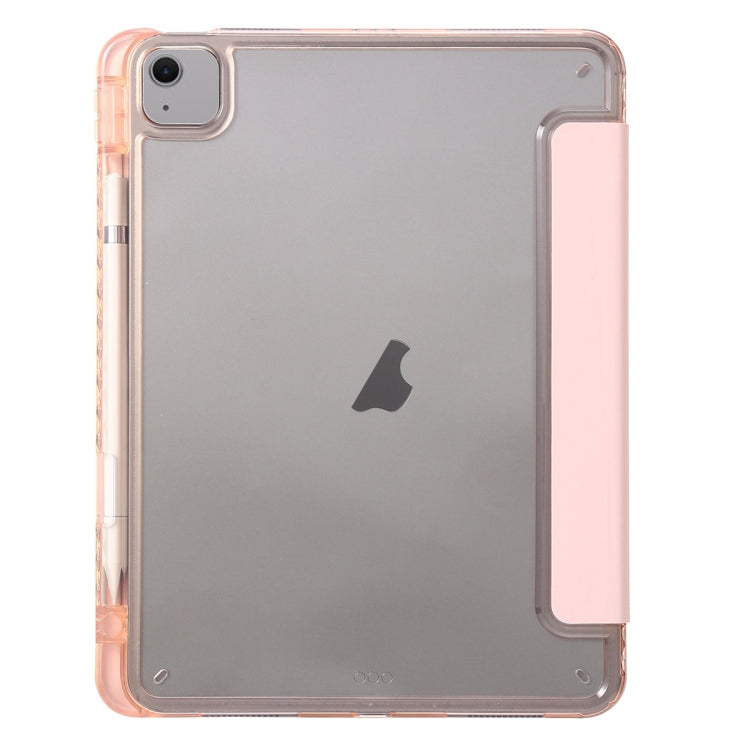 For iPad Air 13 2025 / 2024 Clear Acrylic 3-Fold Leather Tablet Case(Pink) - iPad Air 13 2025 / 2024 Cases by buy2fix | Online Shopping UK | buy2fix